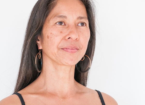 Hoopt Earrings in silver and black