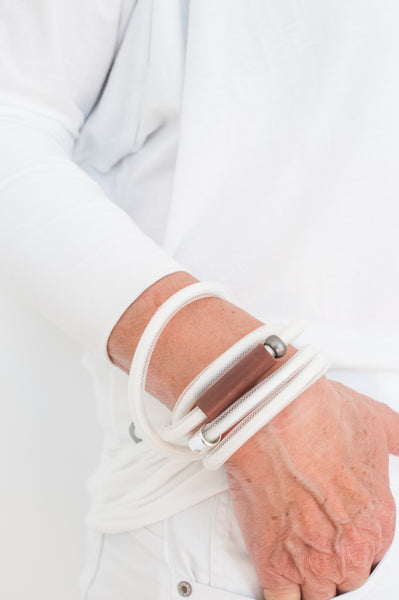 Beverly is wearing a white on white tubular.