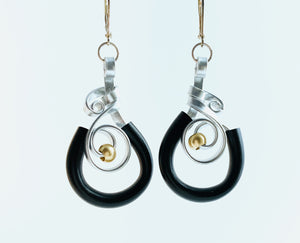 Black Swirl Teardrop earrings