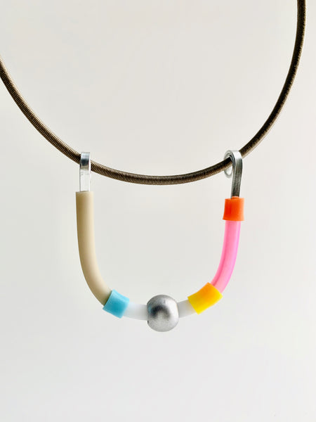 Uline Necklace: Silver with White and Silver