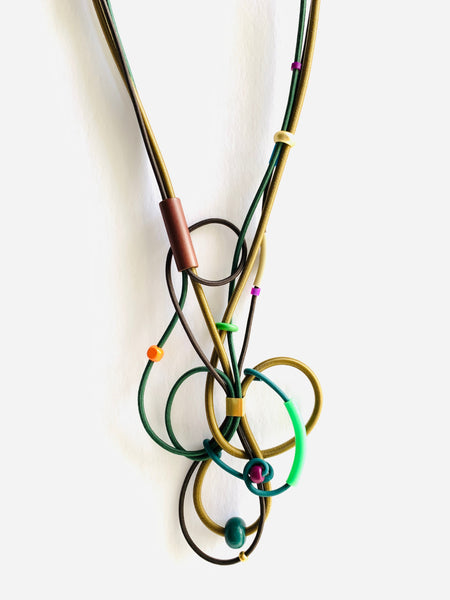 Connecting Necklace in Greens and Brown
