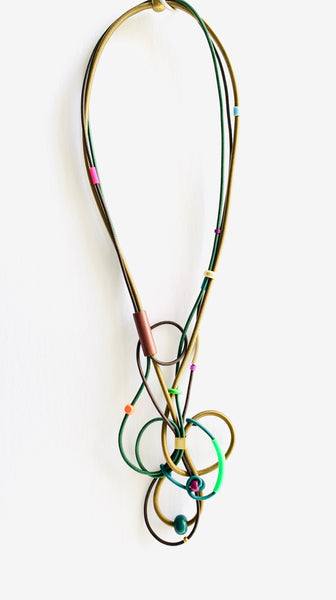 Connecting Necklace in Greens and Brown