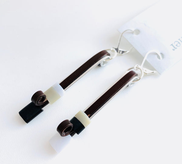 Double Matchstick Earrings in Silver+Bronze