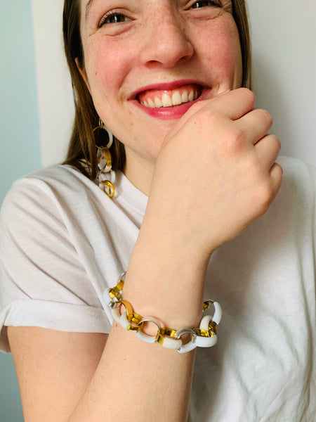 Bubbles: Bubble Bracelet in gold+silver with white
