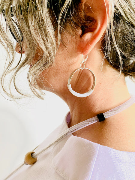 Bubbles: Bubble Earrings in Gold with white earrings