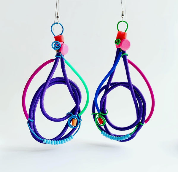 Once Made Earrings:  Purple Melange earrings