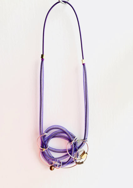 Once Made Necklace: Purple Netted Pendant Necklace
