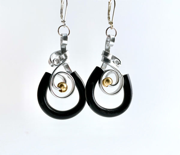 Black Swirl Teardrop earrings