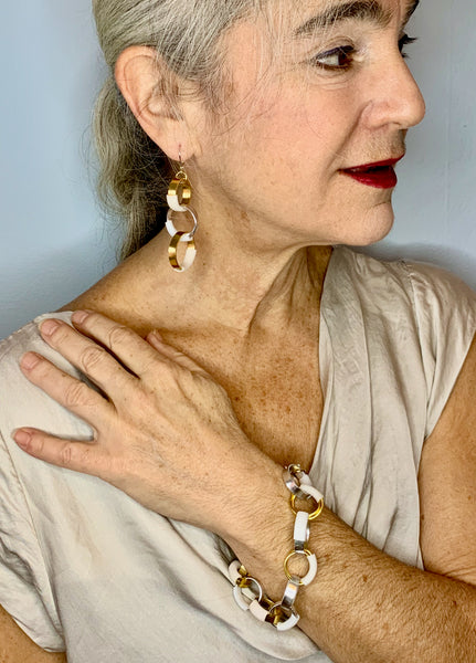 Bubbles: Bubble Bracelet in gold+silver with white