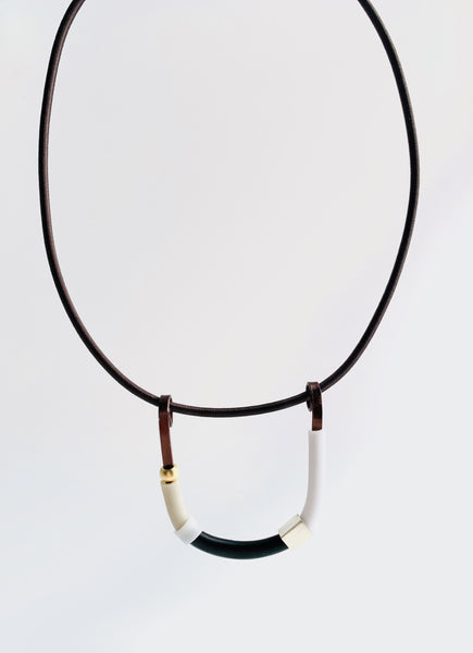 Uline Necklace: Silver with White and Silver