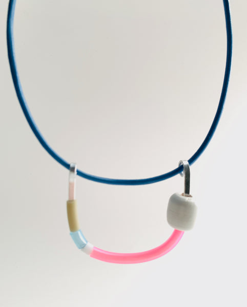 Uline Necklace: Silver with White and Silver
