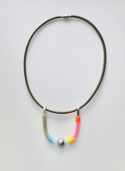 Uline Necklace: Silver with White and Silver