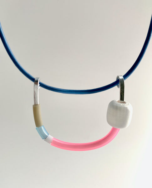 Uline Necklace: Silver with White and Silver