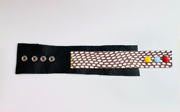 Once Made Bracelet: Leather Cuff: Spotted Wrap