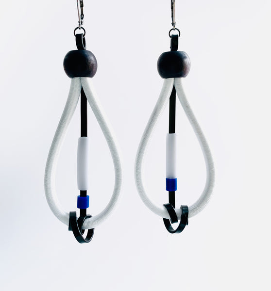 Once Made Earrings: White and Black Chandelier teardrops