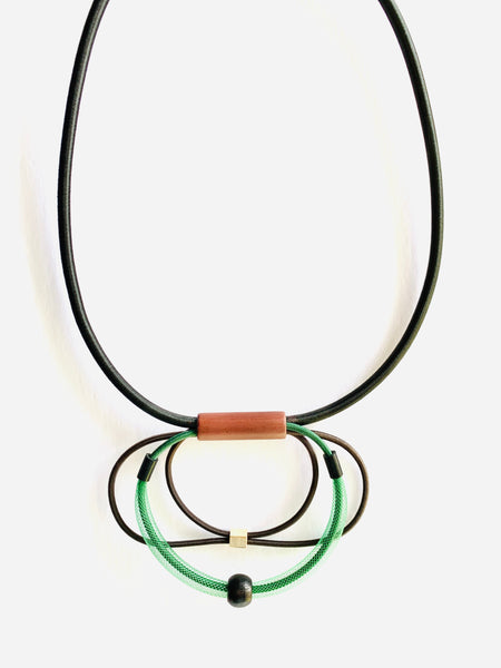 Once Made Necklace:Short Connecting Necklace in Black, Brown and forest