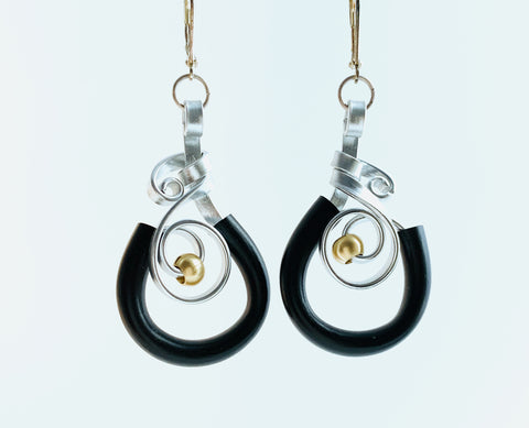Black Swirl Teardrop earrings