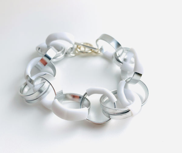 Bubbles: Bubble Bracelet in gold+silver with white
