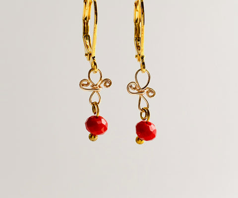 Classic MiMi Earrings: Gold and Red