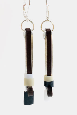 Double Matchstick Earrings in Silver+Bronze