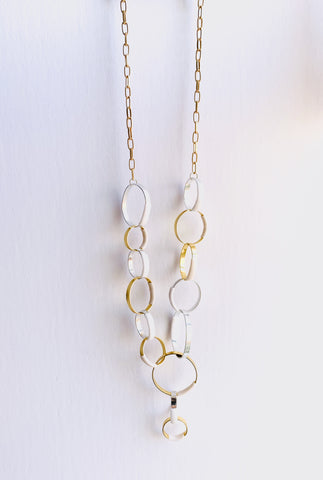Bubbles: Necklace in Silver + Gold with White