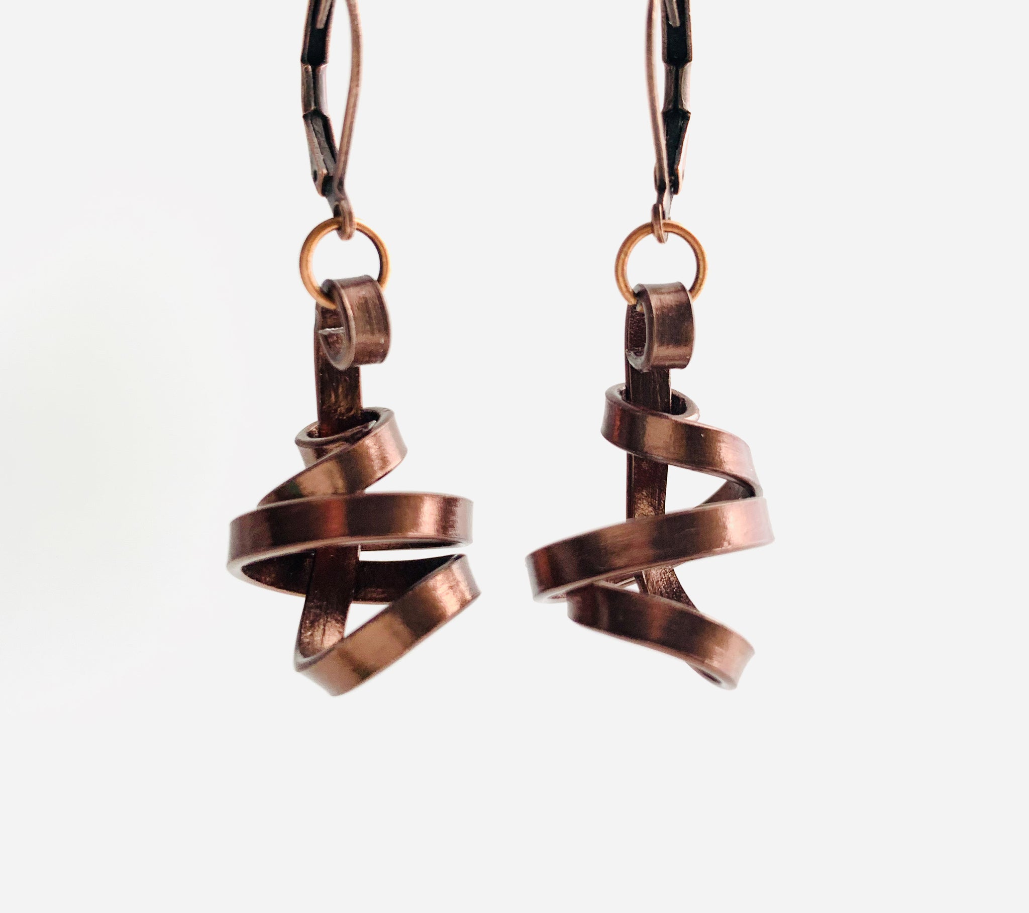 Once Made Earrings: Knotted Swirl earrings in bronze colour