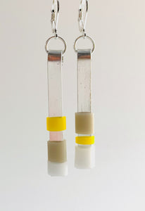 Matchstick Earrings in Silver, white, beige+yellow