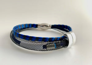 Netted Cable Connect Bracelet in blue and black