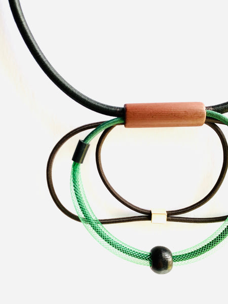 Once Made Necklace:Short Connecting Necklace in Black, Brown and forest