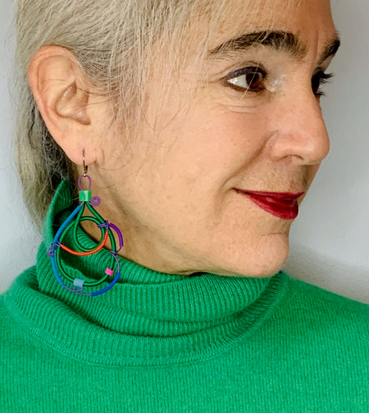 Once Made Earrings: Green Melange earrings