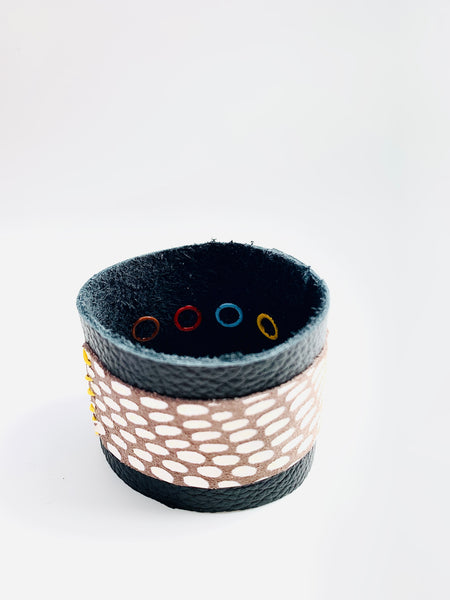 Once Made Bracelet: Leather Cuff: Spotted Wrap
